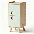 Meuble de rangement en bois clair avec portes colorées 40 x 30 x 80cm