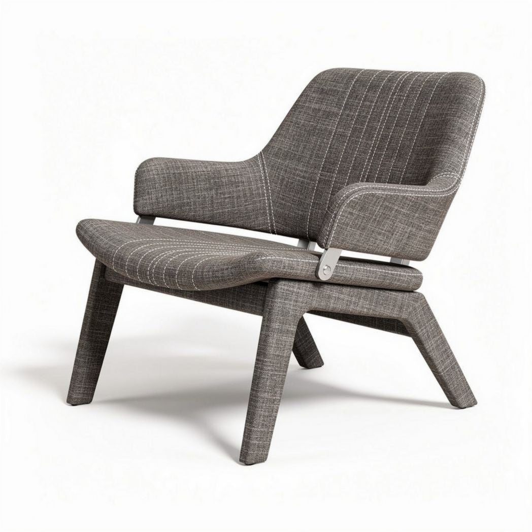 Fauteuil en textile gris avec structure en bois dimensions 70 x 70 x 85cm