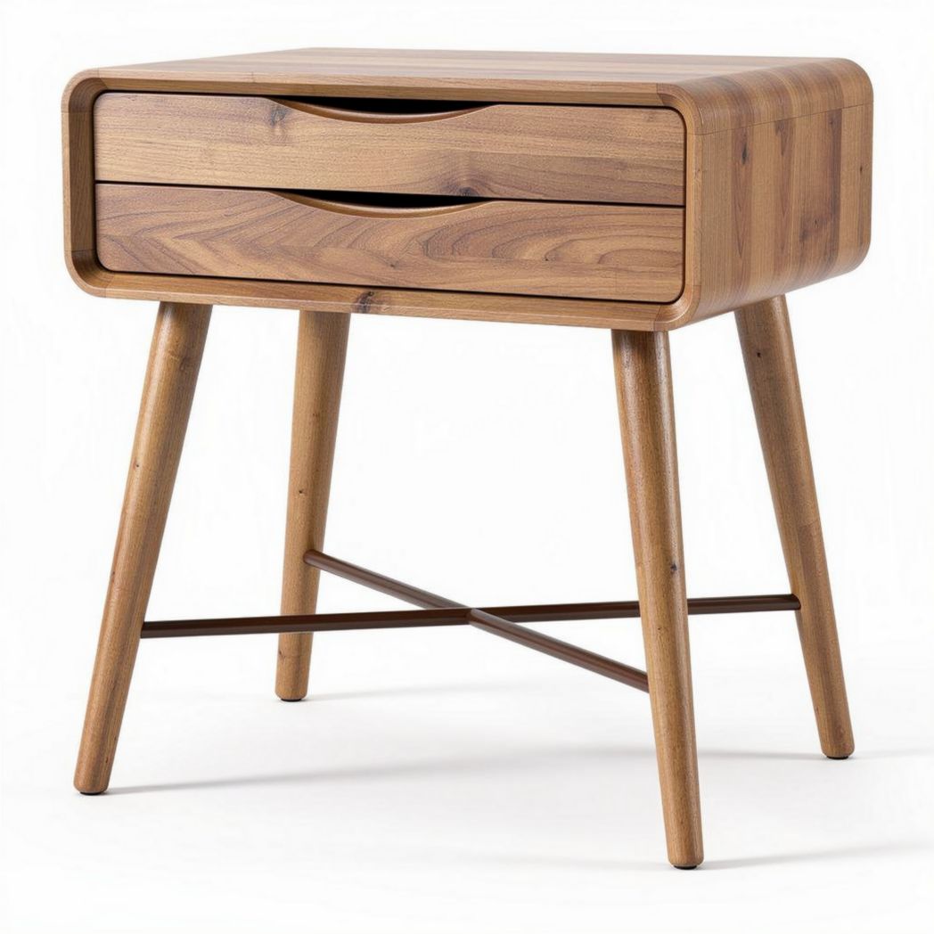 Table de chevet en bois massif avec tiroir couleur chêne 40 x 40 x 50cm