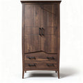 Armoire en bois avec deux portes et deux tiroirs 180 x 90 x 50cm marron