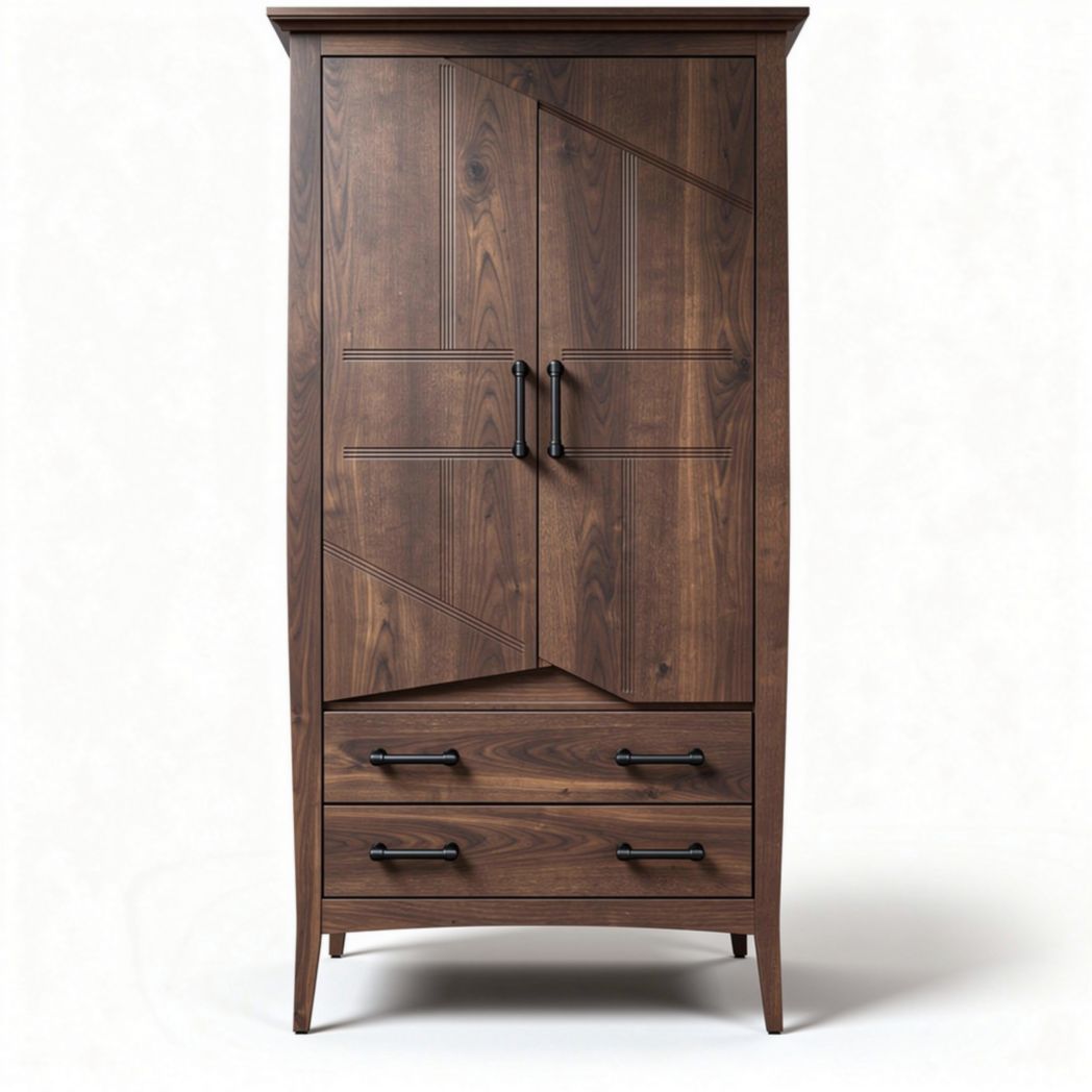 Armoire en bois avec deux portes et deux tiroirs 180 x 90 x 50cm marron