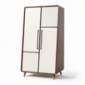 Armoire en bois foncé avec portes blanches et dimensions 80 x 40 x 180 cm