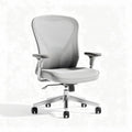 Chaise de bureau ergonomique en mesh gris ajustable avec accoudoirs et roulettes