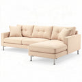 Canapé d'angle en tissu beige avec coussins 240 x 150 x 85cm pour salon