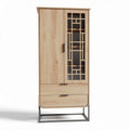 Armoire en bois avec portes vitrées et tiroirs dimensions 180 x 80 x 40cm